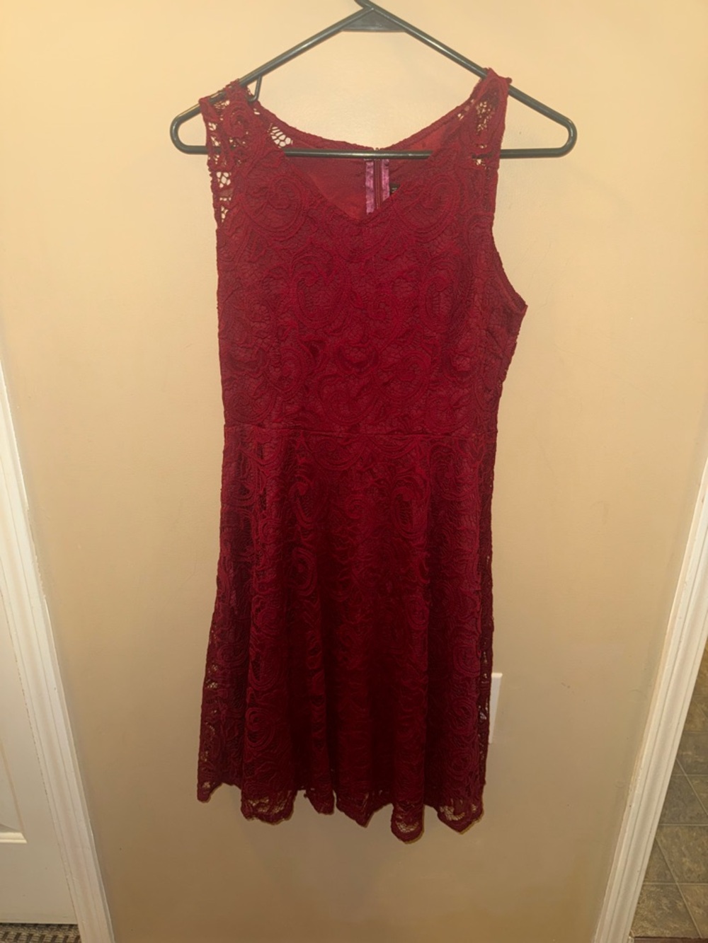 Red Lace Fit-and-Flare Dress
